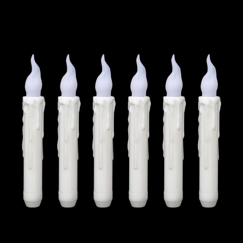 

6 Pcs Long Simulation Candle Flame Shape Light Outdoor Garden Decor Lantern LEDs