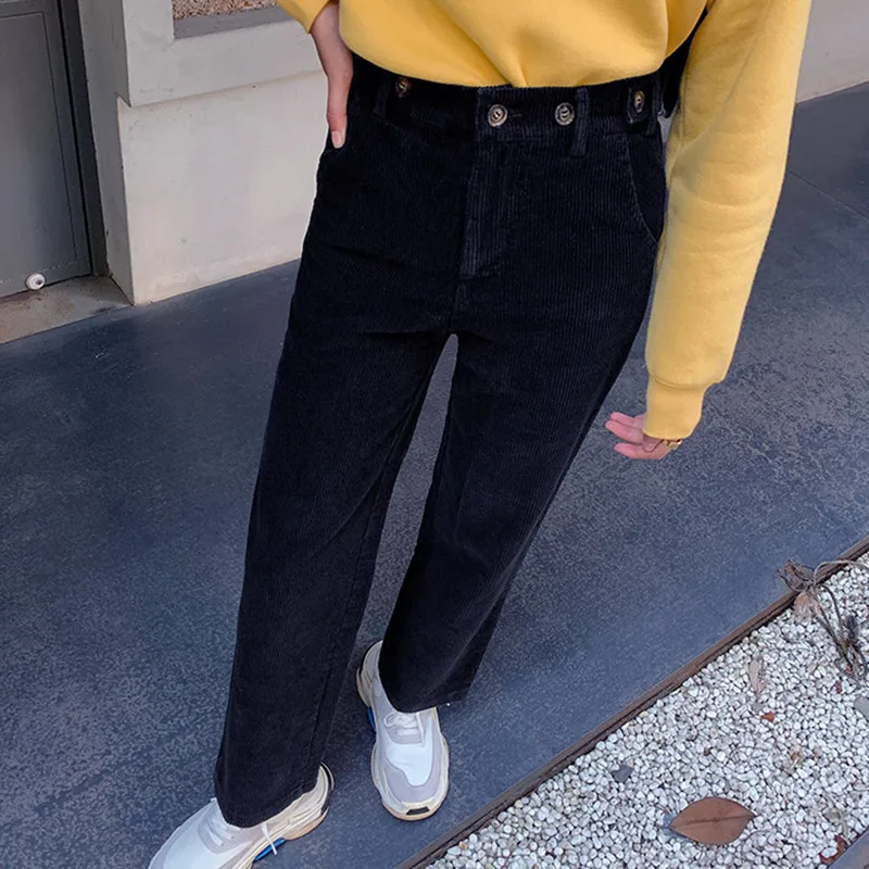 HziriP OL Casual High Waist Straight Pants Women Bottoms Autumn Winter Corduroy Grandma Pants Loose Trousers Plus Size S-4XL image 5