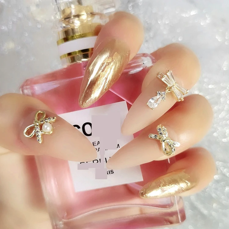 

Boutique Nail Arts Love Heart AAA Zircon A Variety Of Styles Bow White Pearl Nail Charms Women Beauty Finger Nail Jewelry