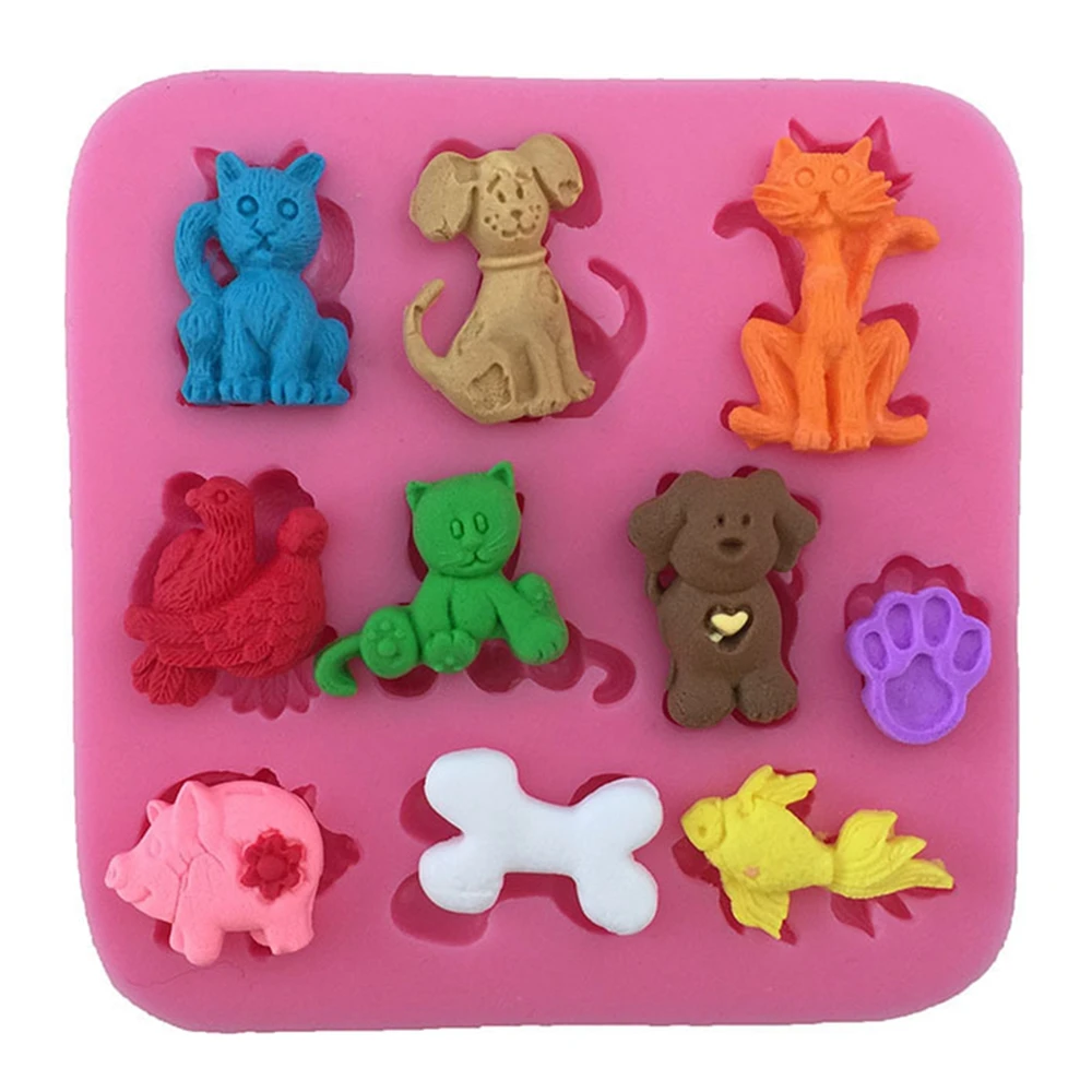 Силиконовая форма для шоколада в виде кошачьей собаки 3D Животные сделай сам