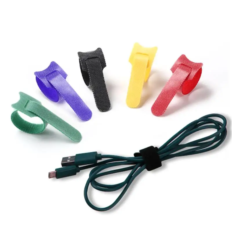 

10pcs set Loop StrapT-type Velcro Cable Tie Wire Reusable Cord Organizer Wire Self Adhesive Clip Holder Ties Strap