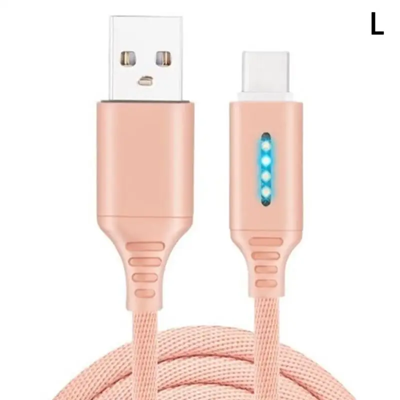 Pink for Type-C 1 м автоматический отрезающий светодиодный usb type-C кабель для зарядного устройства для мобильного телефона Android, кабель для быстрой зарядки, шнур для передачи данных для сотового телефона huawei - Цвет: Pink for Type-C
