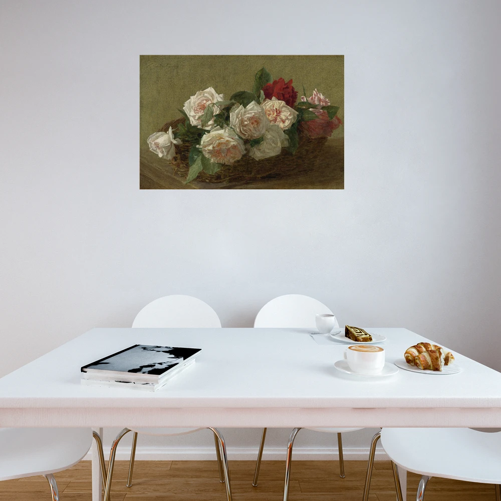 Картина маслом с цветами холст принтом белые красные розовые розы