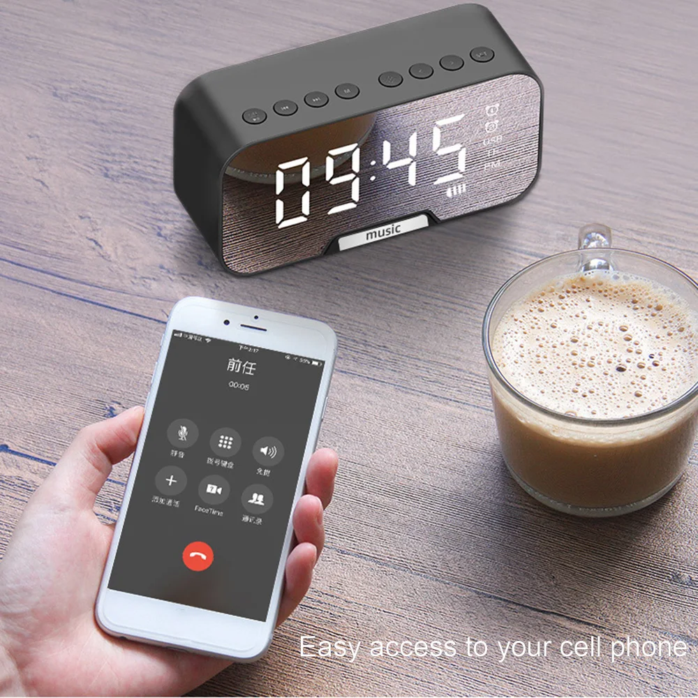 

Bluetooth Speaker Portable Wireless Bluetooth Alarm Clock Dual Alarm FM Radio Stereo Speaker