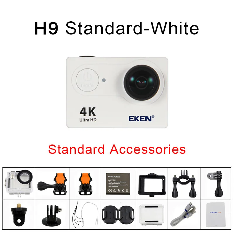 Экшн-камера eken H9 H9R wifi Ultra HD Mini Cam 4 K/30FPS 1080 p/60fps 720 P/120FPS Подводная Водонепроницаемая спортивная видеокамера - Цвет: H9 White