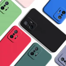New Liquid Silicone Cover For Xiaomi 11T Pro Case For Xiaomi 11T Pro Cover Lens Protection Soft Case For Mi 11 10 9 Pro ULtra