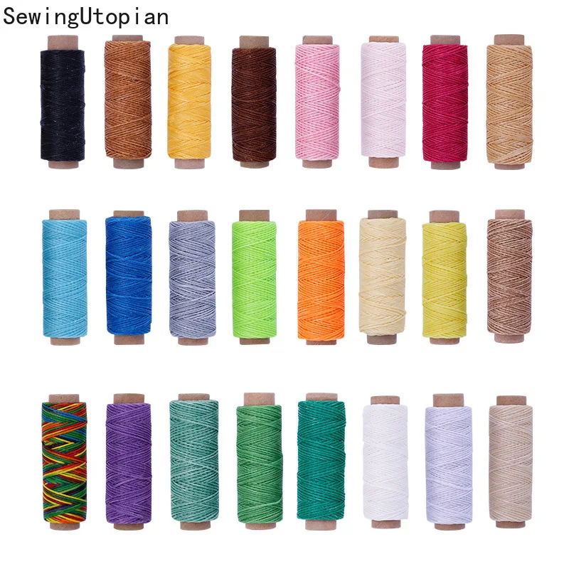 

24 Colors 150D 50M Leather Sewing Waxed Thread Cord for Homemade Craft Finest Polyester Durable Embroidery Quilting Tools