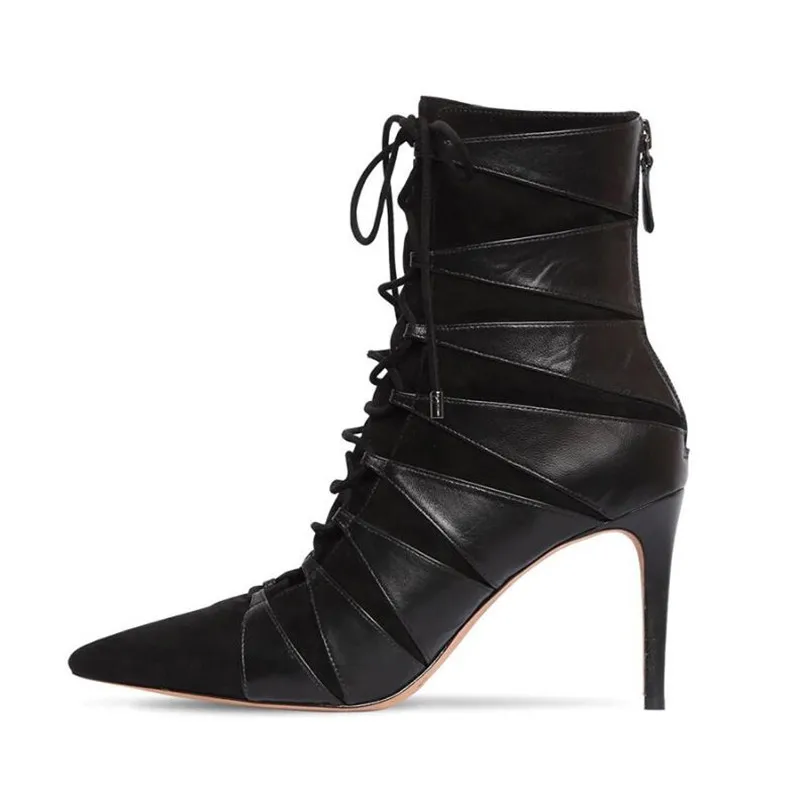 Jual Sepatu Bot Wanita Pola Baru Sepatu Bot Pendek Wanita Fashion Selebriti Internet Seksi Kualitas Tinggi Hak Tipis 11Cm 3-13 14 BBZAI