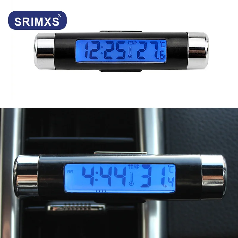 Портативные цифровые часы 2 в 1 для автомобиля автомобильные с температурой синий