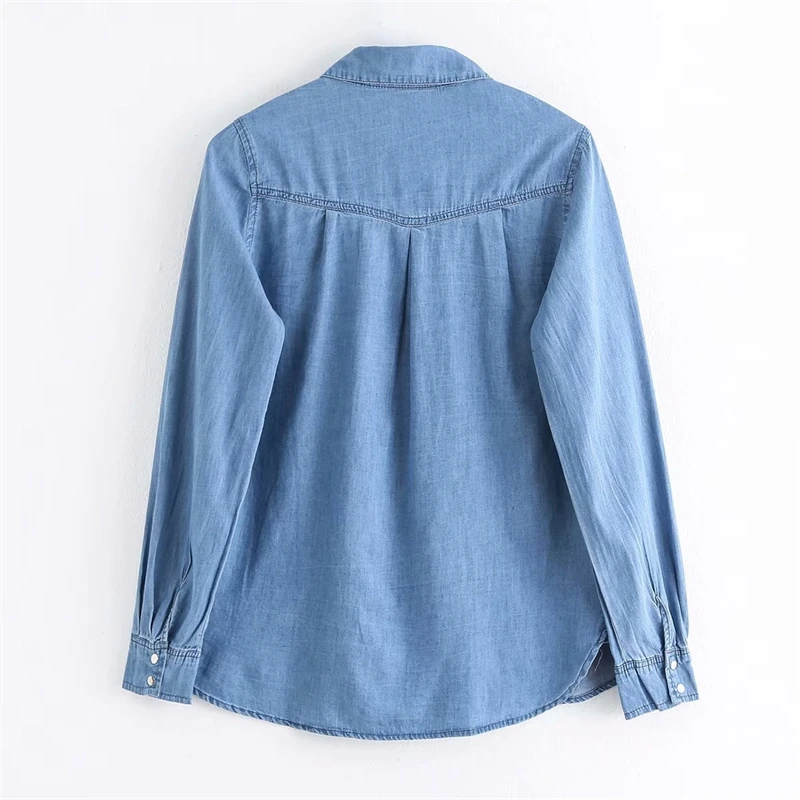 

YOSICIL Long Sleeve Solid Casual Blouse Women Turn Down Collar Pleated Cotton Shirt Female Pocket Office Ladies Tops Blusa Mujer