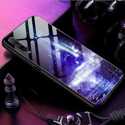 Синий Чехол из закаленного стекла для Huawei Honor 9 X Pro, Мягкая силиконовая задняя крышка для Huawei Honor 9 X Pro, чехол для телефона с звездным узором - Цвет: Синий