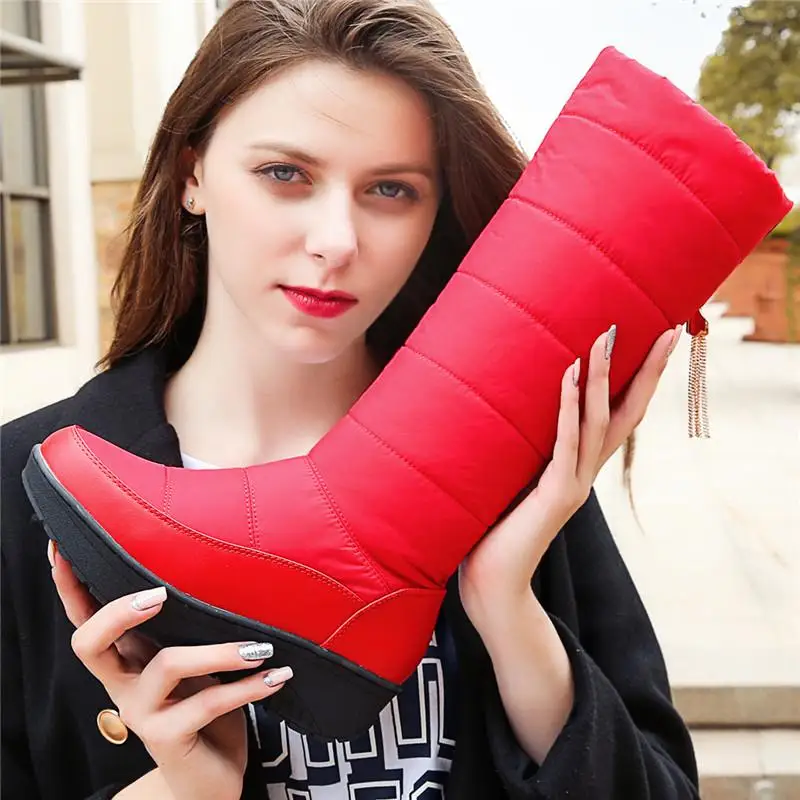 Женские сапоги на толстом меху MORAZORA черные до середины икры из мягкой