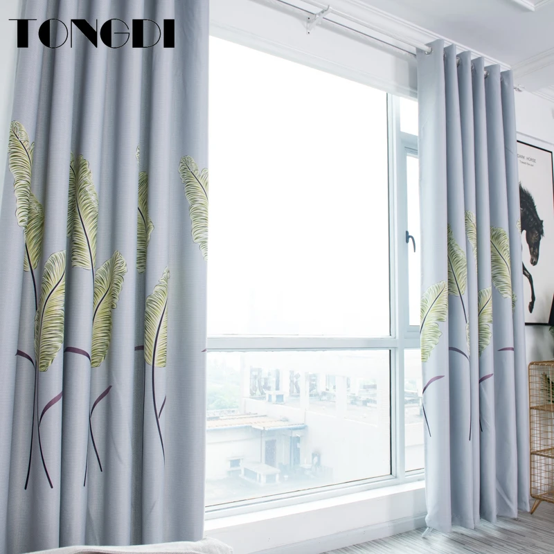 Элегантные цветочные затемняющие шторы TONGDI с принтом листьев