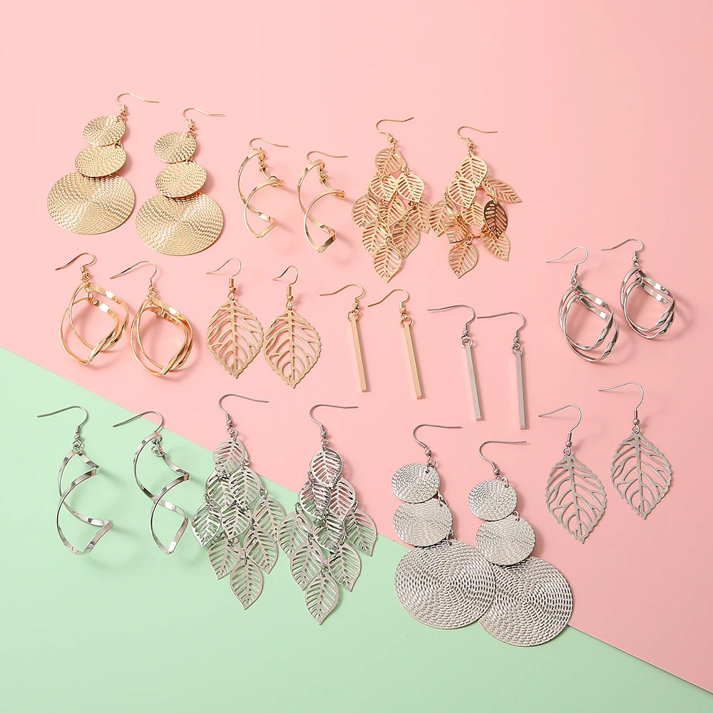 2020 Trend Leaves Drop Earrings Fashion Golden Silver Color Unusual Dangle Geometry for Women New Year Wedding Gifts |