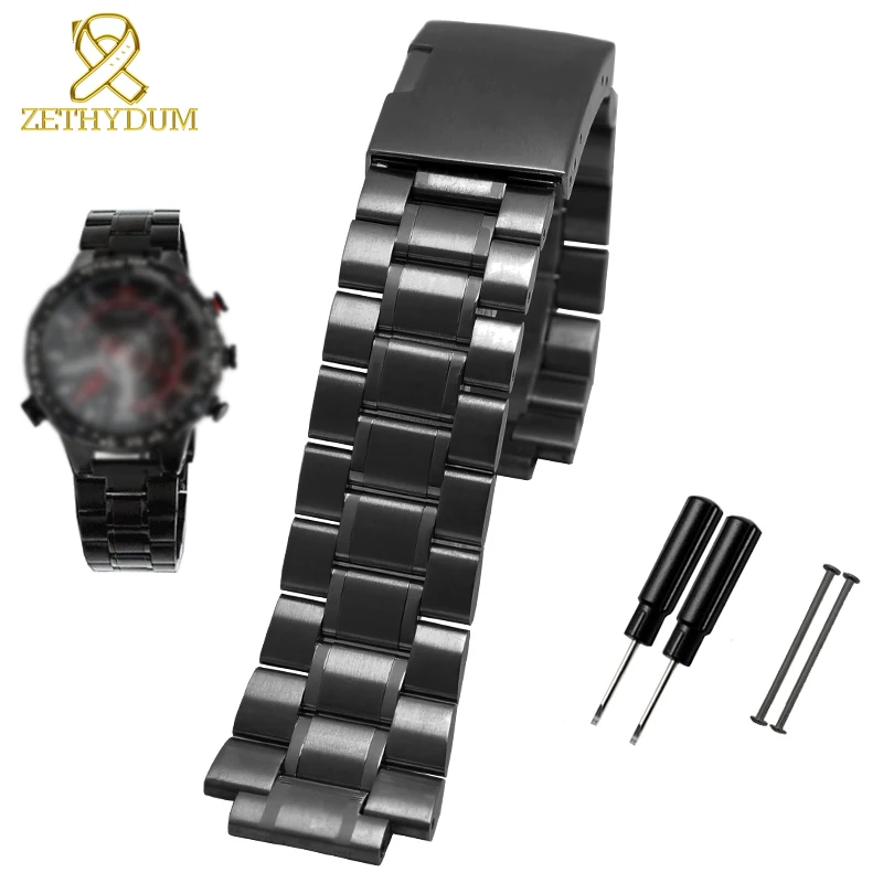 Твердый ремешок из нержавеющей стали для часов timex T2N720 T2N721 T2N739 ремешок для часов серебристый черный браслет 24*16 мм металлический ремешок для часов
