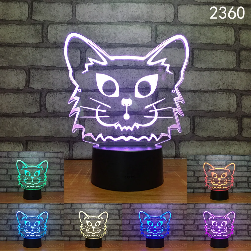 

Animal 3D LED Night Lights Elephant Tiger Deer Cat Wolf 7 Colors Light for Home Decoration Lamp Visualization Optical Illusion