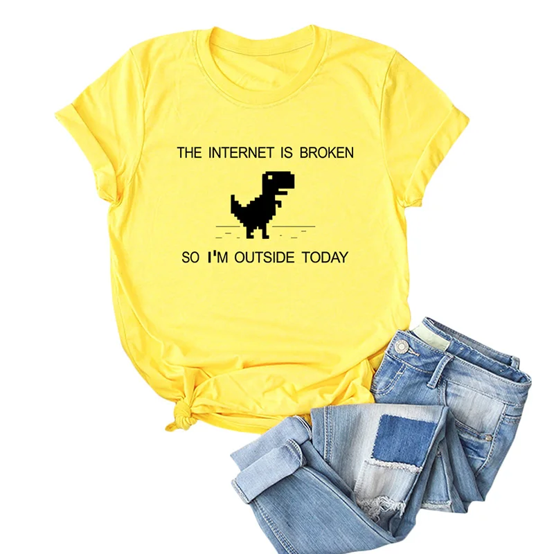 Футболка с принтом Интернет сломан Я сейчас на улице женская футболка рисунком