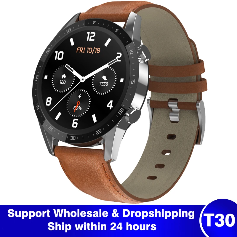Смарт часы T30 с двойным интерфейсом круглым экраном Bluetooth