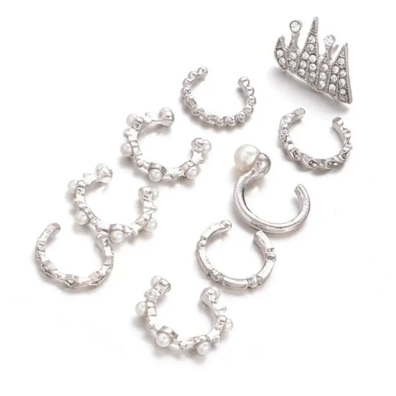 Женские серьги-клипсы с искусственным жемчугом неперфорированные кристаллами