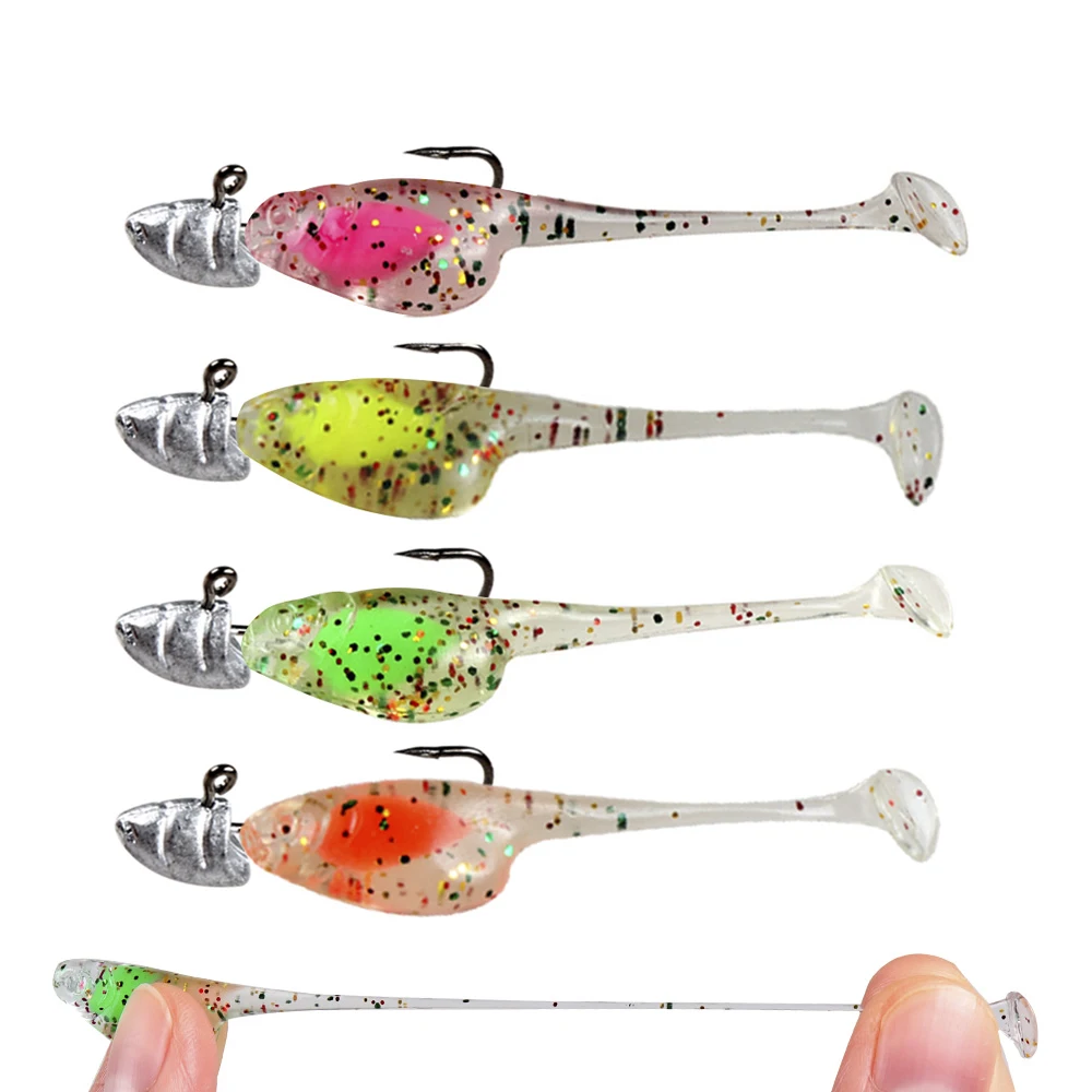 

TEUKIM TPE Soft Bait Soft Worm Wobblers Jerkbaits with T-tail 0.8g 50mm Mirco Bass Worm Bait Rig Swimbait