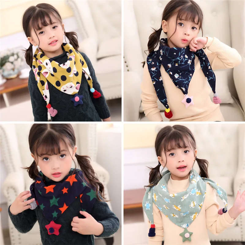 

Children's scarf cartoon children's triangular scarf for boys and girls fashion match warm baby scarf kids scarf