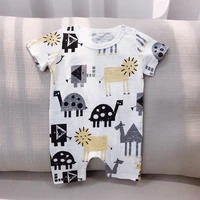 new infant short sleeved gauze one piece clothes baby boys summer thin shorts romper toddler cartoon white cute outing clothes
