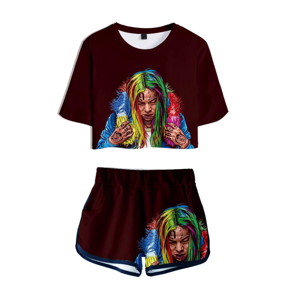 

be well receiv Classic 3D Two Piece Set Creative 6IX9INE Sport suit 3D Print 6IX9INE Two Pieces sets Women Fashion Cool Clothes