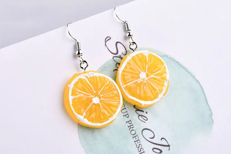 Аксессуары для Diy летние серьги &quotЛимон&quot из свежих фруктов и оранжевого цвета с