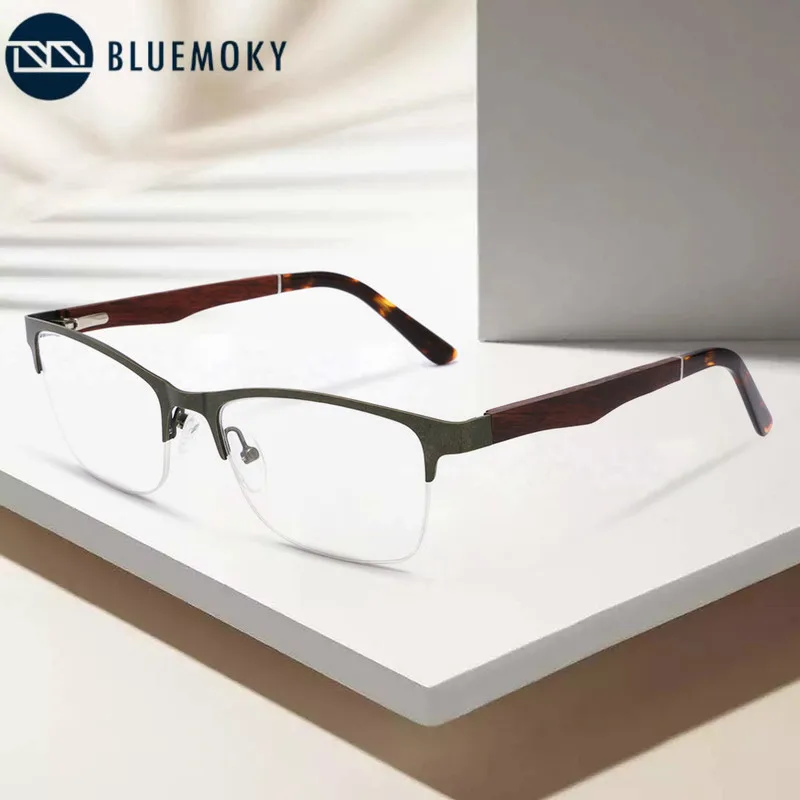 Мужская Ультралегкая оправа для очков BLUEMOKY из сплава полуквадратные линзы по