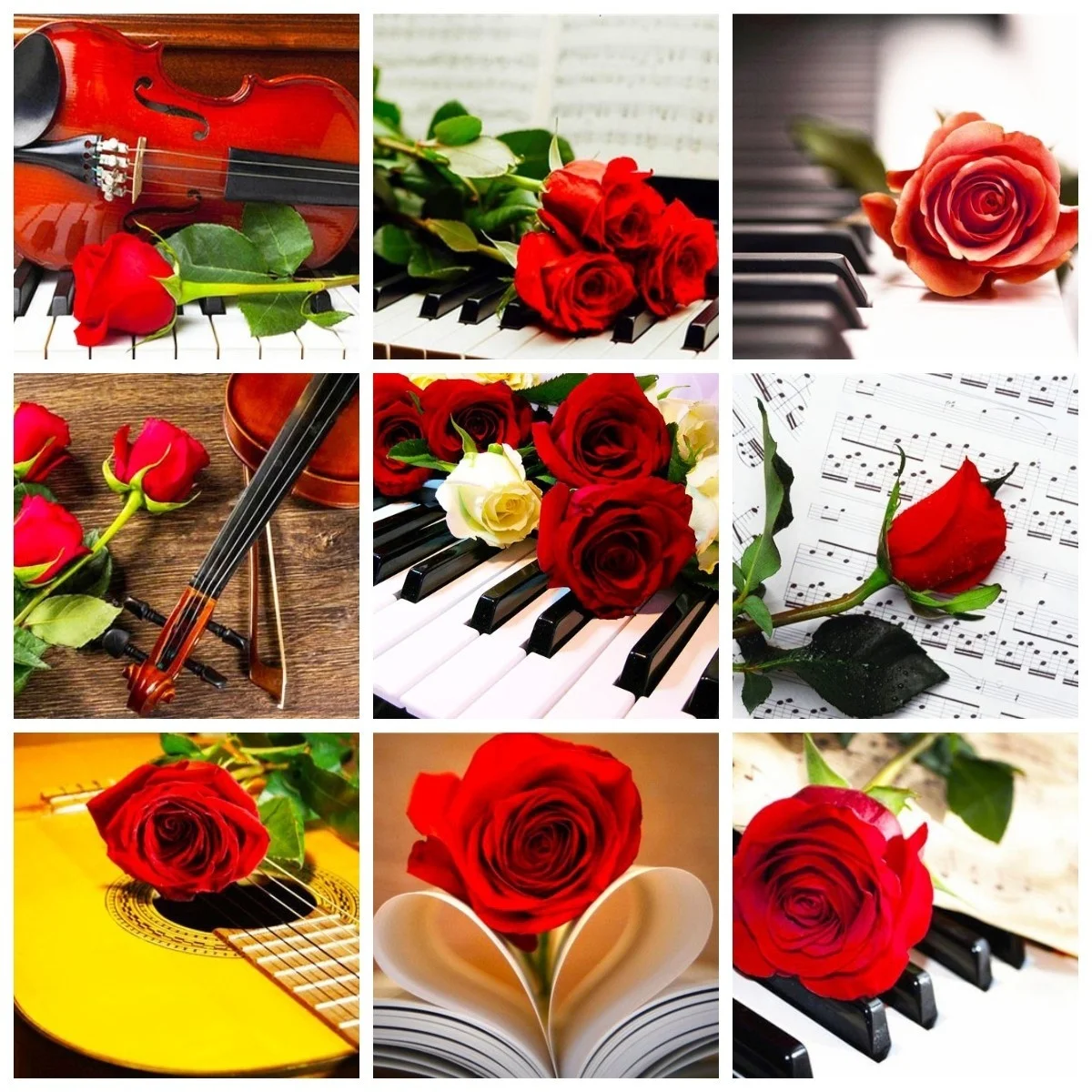 

5D DIY Diamond Painting Rose Violin Diamond Embroidery Flower Cross Stitch Picture Of Rhinestones Art Home Decoration