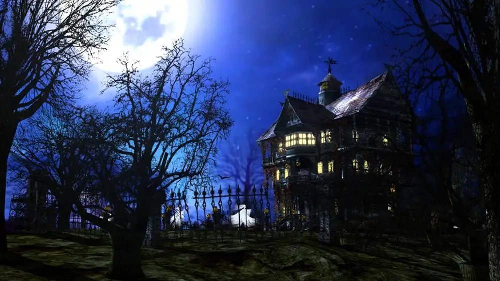 

Halloween Photography Backdrop Haunted House Dark Night Pale Moon Background Photobooth Photo Studio Props