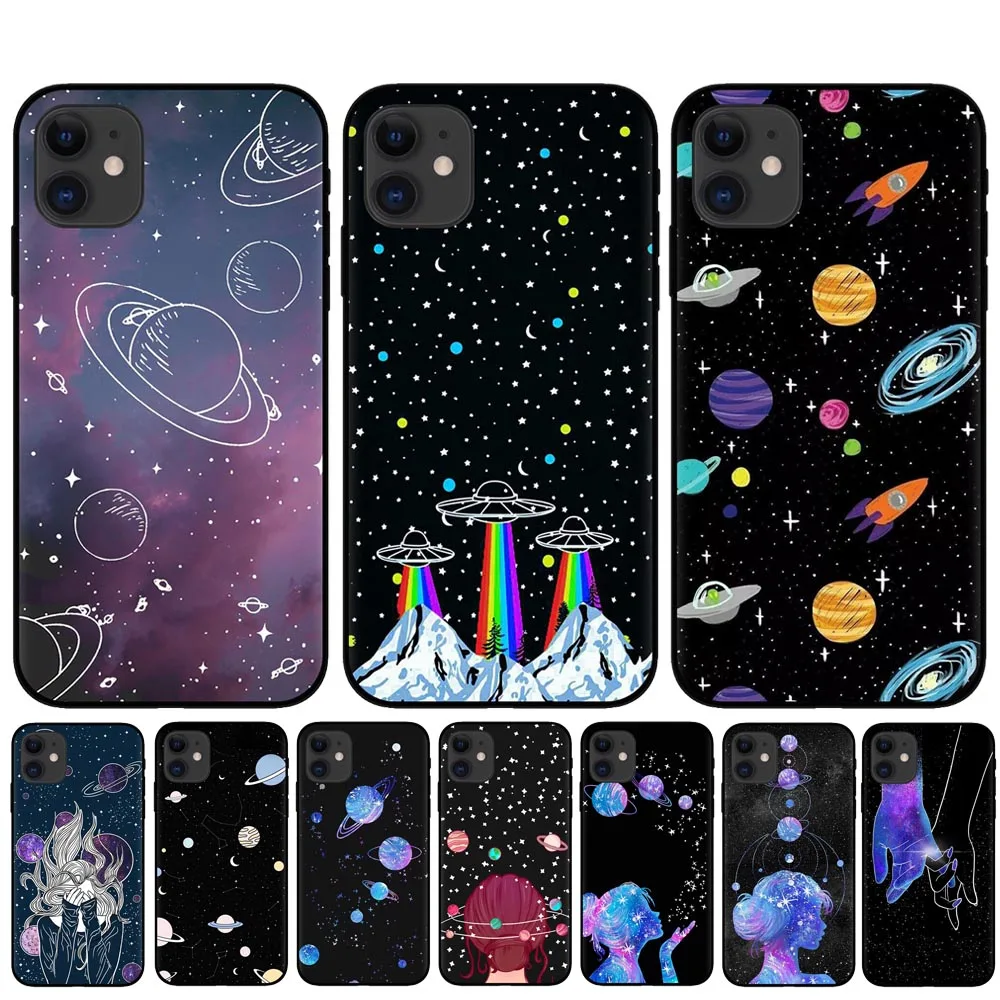 Мягкие чехлы с космосом для iPhone 11 Pro XR XS MAX X 8 7 6 6S Plus 5S SE модные планетами луной