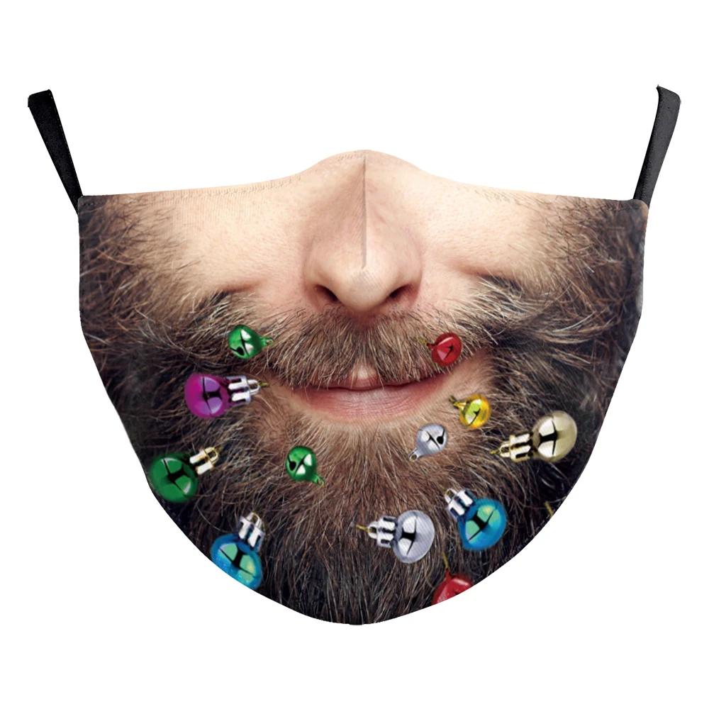 

New Year Santa Claus Moustache Masks Merry Christmas Festival Party Face Decor Mask Outdoor Windproof Face Mask for Adult Kids