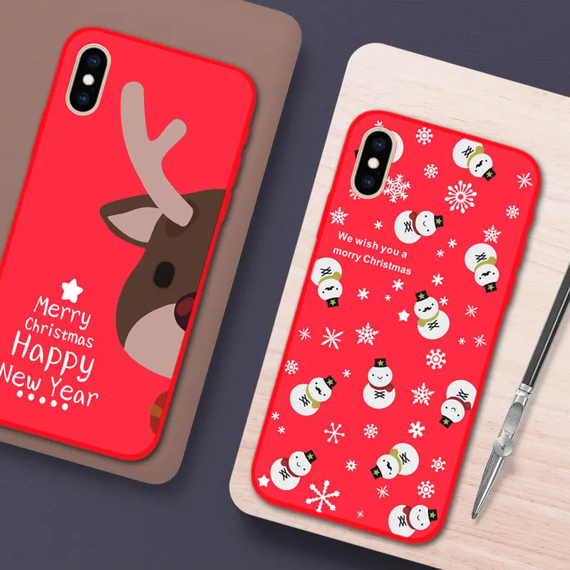 Рождественский чехол для телефона тонкий красный Силиконовый из ТПУ с