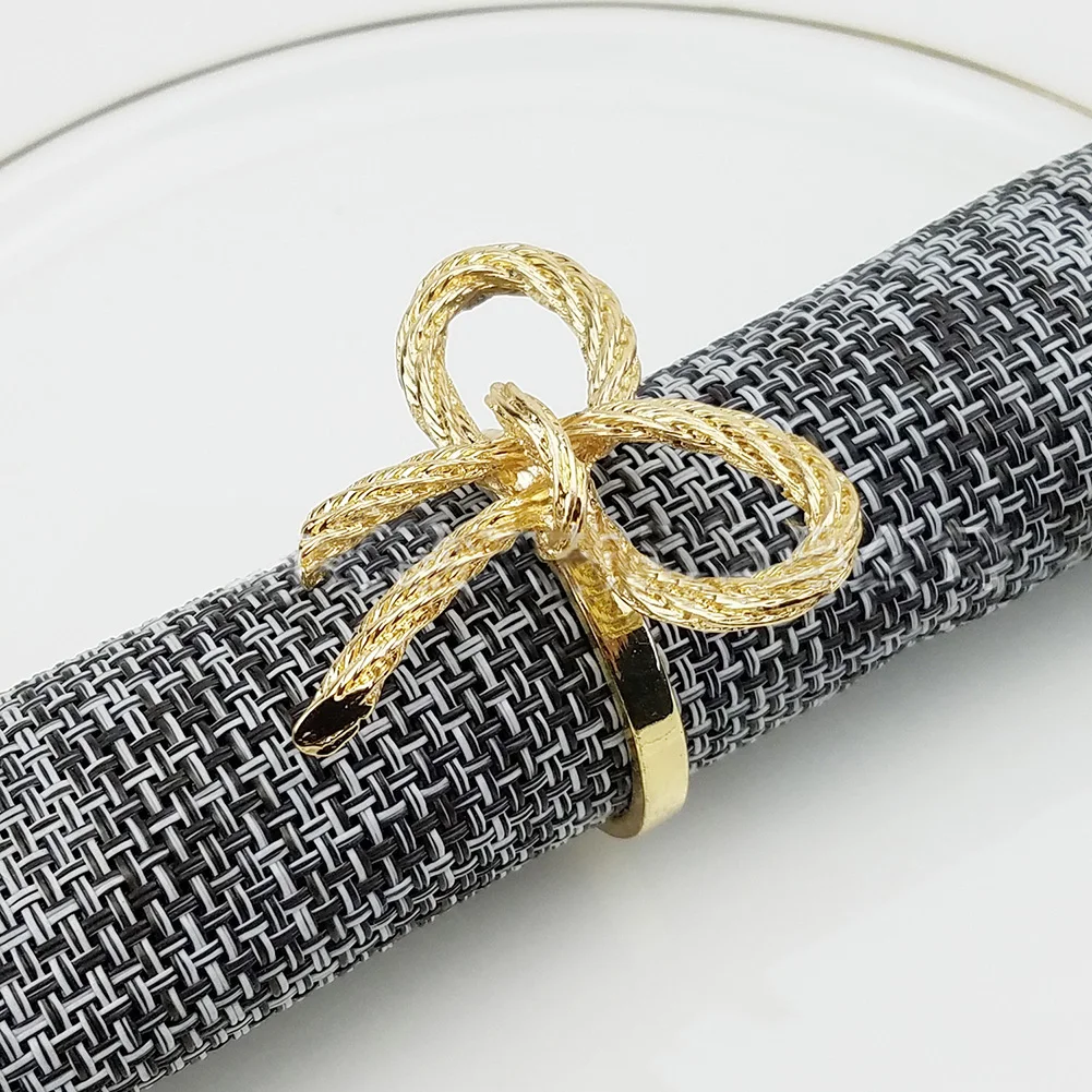 Простая Пряжка для салфеток Золотой бант кольцо из цинкового сплава тканевое