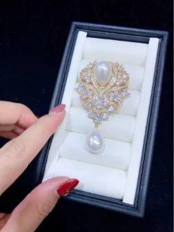 Высококачественный микроскоп циркониевая благородная белая брошь с натуральным