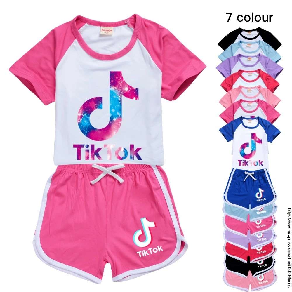 Детский летний комплект Tik Tok хлопковая футболка и шорты для мальчиков девочек
