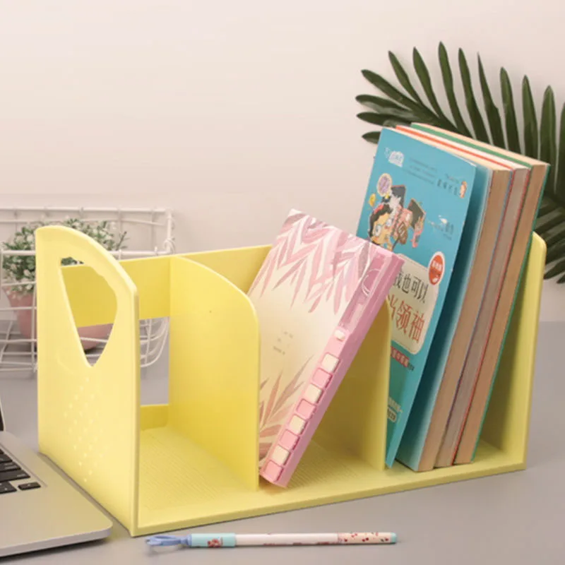 

2021 New Plastic Book Basket Bookends Desktop Organizer Book Shelf Office School Stationery Bookshelf Desk Organizer