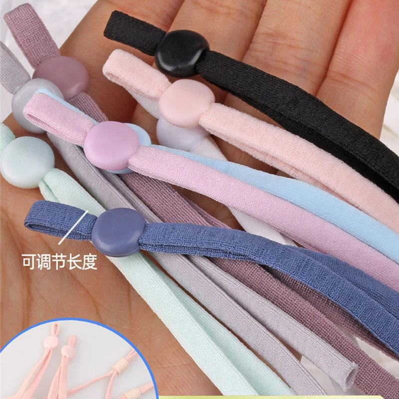 

50pcs Adjustable Mask Sewing Elastic Band Cord with Buckle Stretchy Mask Earloop Lanyard Earmuff Rope DIY Making Supplies