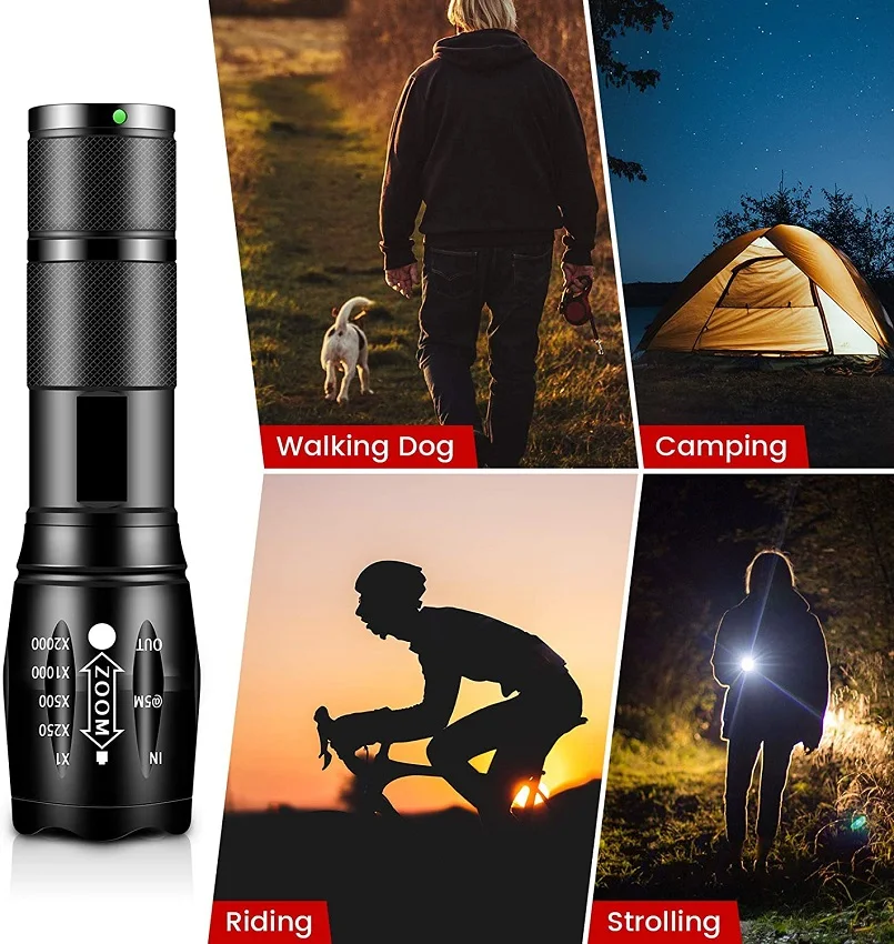 

Pocketman Brightest LED Flashlight T6 COB Zoomable Flashlights Waterproof Torch Portable Hand Light Use AAA 18650 Battery