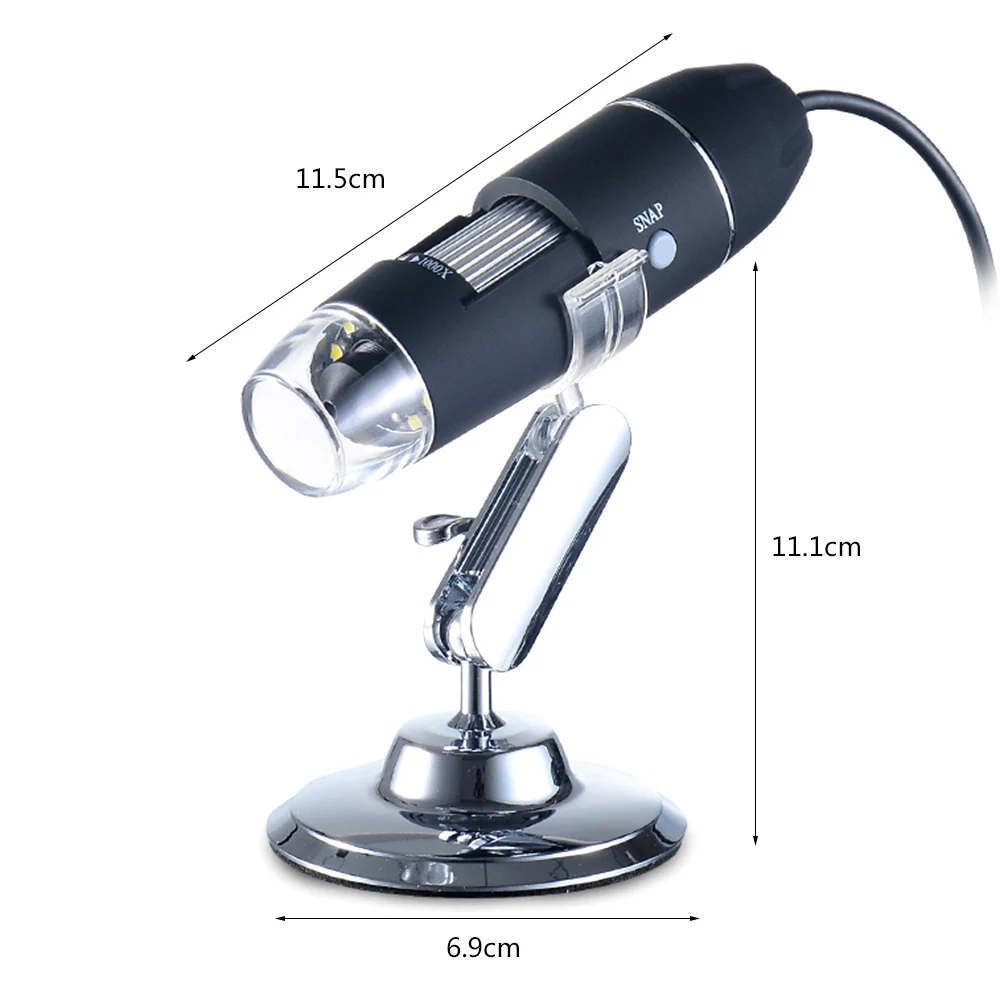 Handheld Microscope Portable USB Digital 1000x Magnification Camera 8 LED with Metal Stand Compatible for Windows XP/Vista/Win |