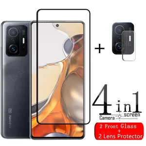 4 in 1 for xiaomi mi 11t pro glass for mi 11t pro protective glass hd full cover glue screen protector for mi 11t pro lens glass free global shipping
