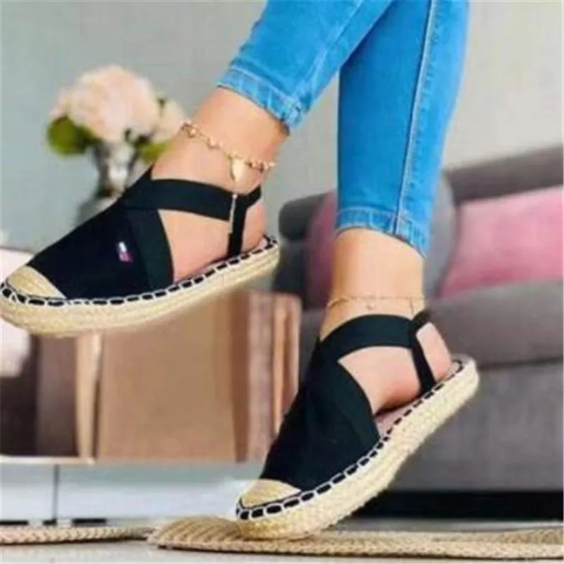 

Summer Striped Platform Sandals Wedges Shoes For Women Hemp Rope Bottom Women's Espadrilles High Heels Slip On Canvas#SJPAE-282
