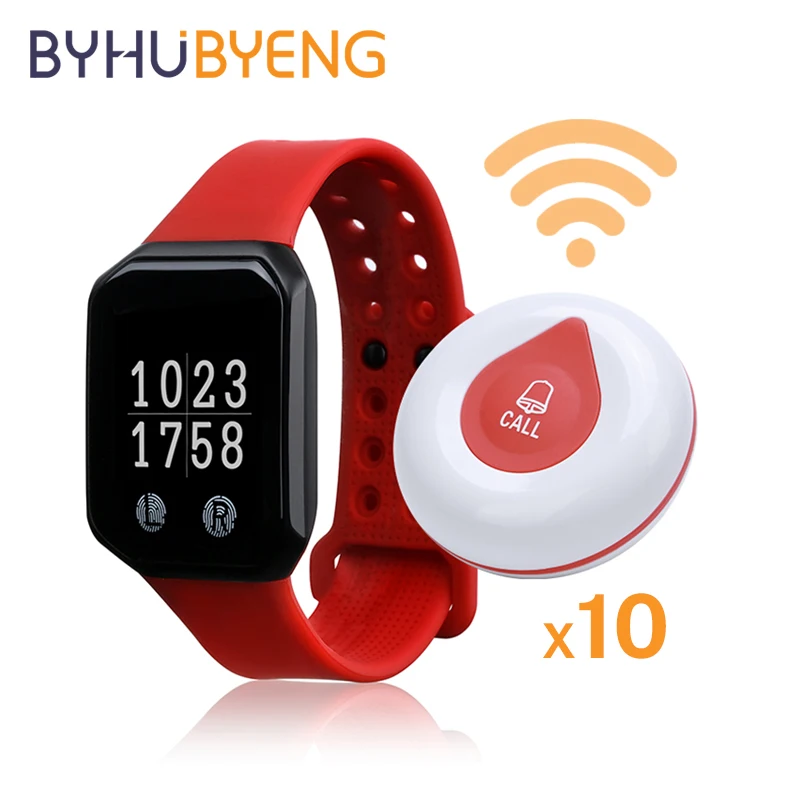 Беспроводная система вызова BYHUBYENG часы пейджер дешевый простой в эксплуатации