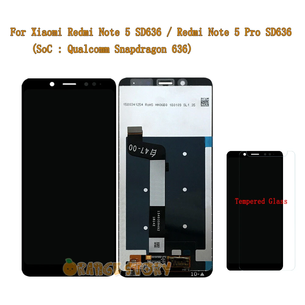 ЖК-экран для Xiaomi Redmi Note 5/Redmi 5 Pro SD636 ЖК-дисплей сенсорный экран стеклянная рамка в