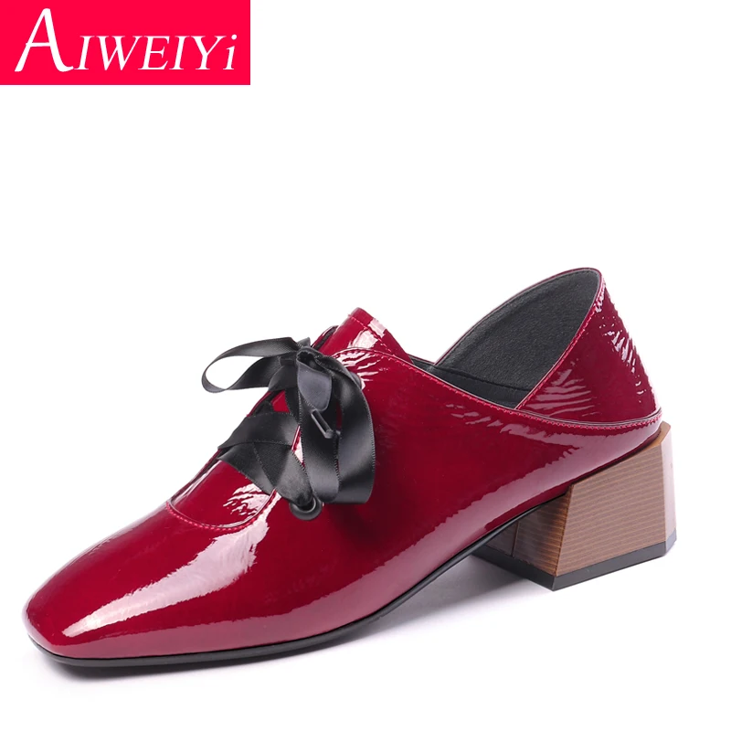 Женская обувь Черные туфли лодочки из натуральной кожи на каблуке средней высоты