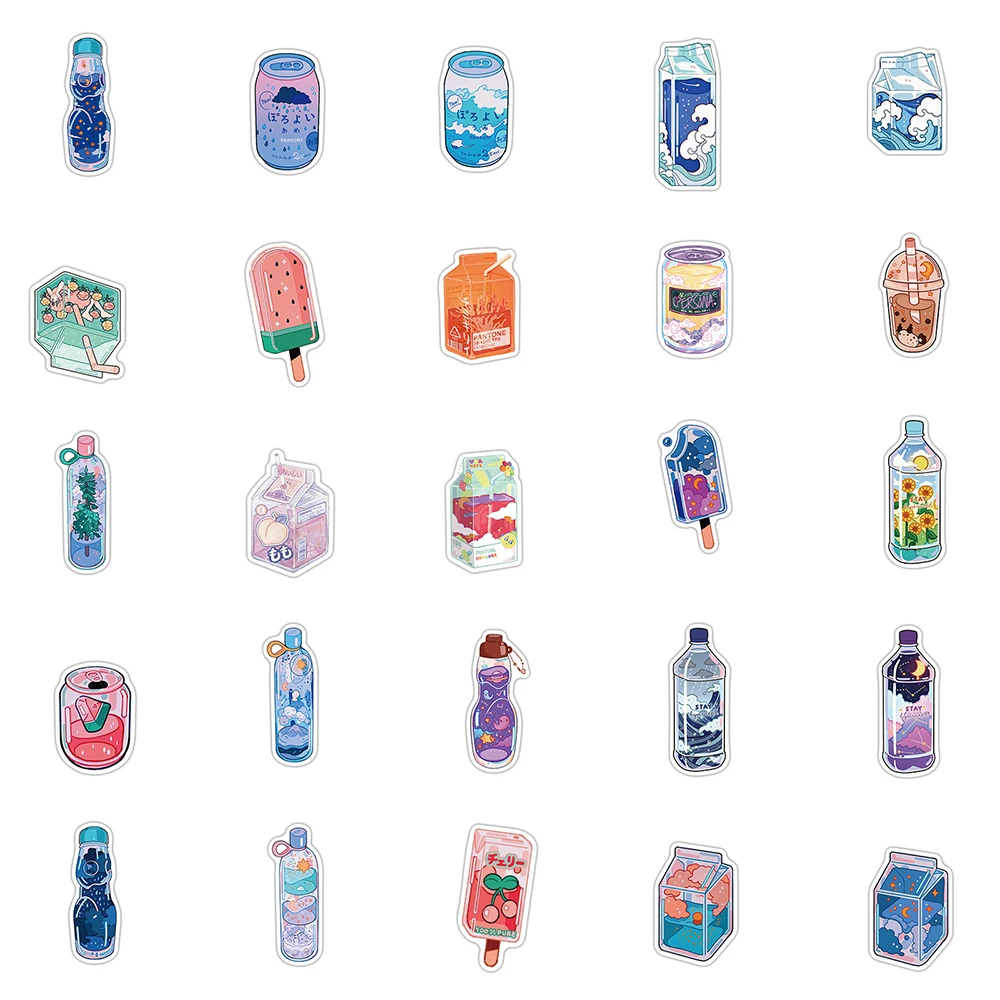 103050pcs ins style cute drink cartoon stickers laptop guitar luggage fridge waterproof graffiti sticker decal kid classic toy free global shipping