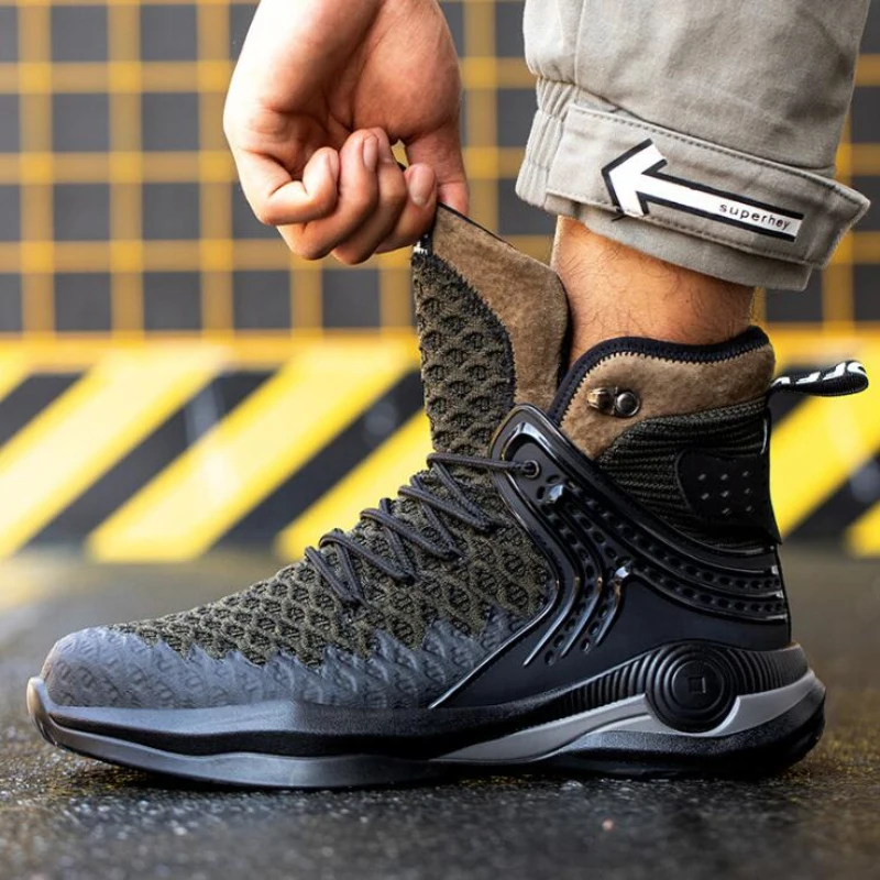 Мужские зимние кроссовки со стальным носком дышащая защитная обувь для работы