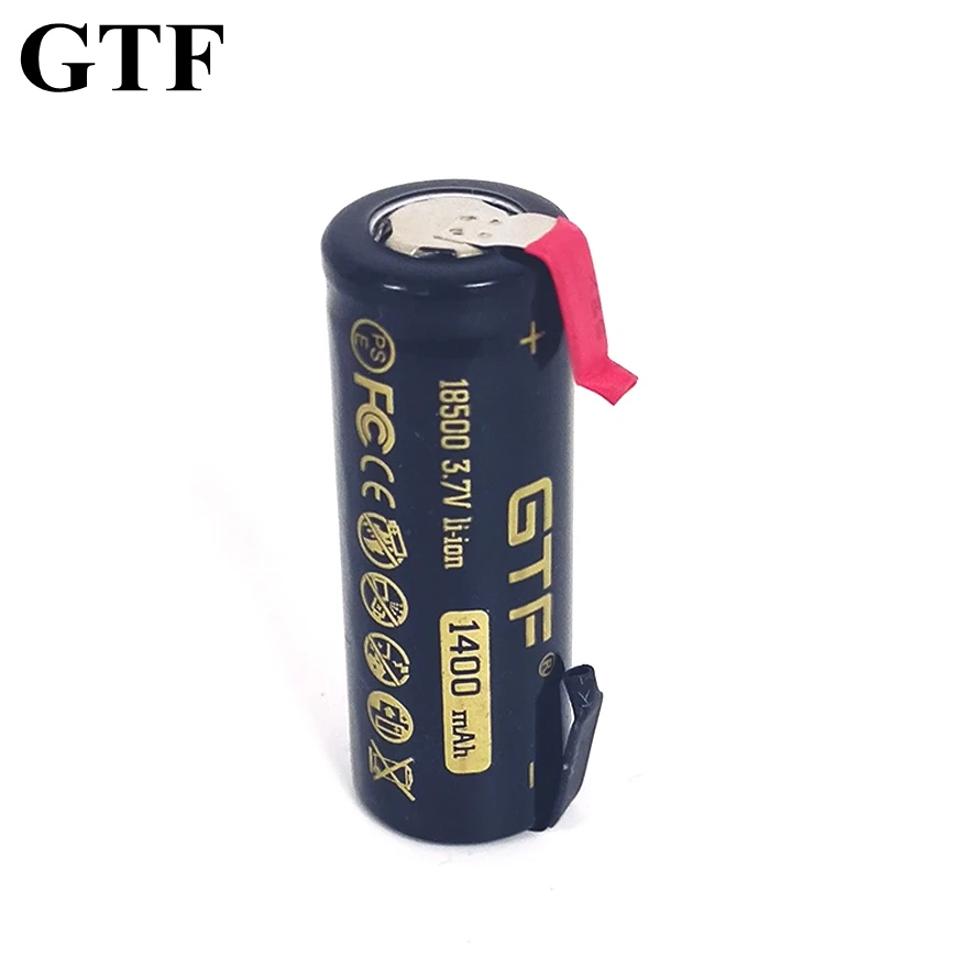GTF 3.7V 18500 1400mAh real capacity Li-Ion Rechargeable Battery for Flashlight toy electronic product with DIY Nickel | Электроника