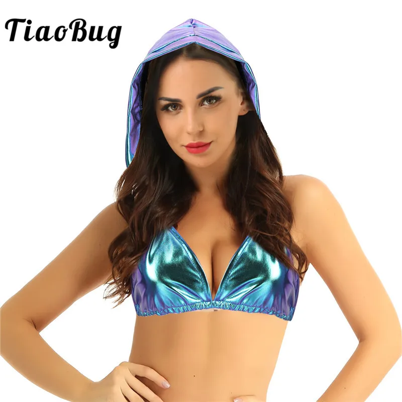 Женское блестящее бикини с глубоким V образным вырезом и открытой спиной|Майки| |